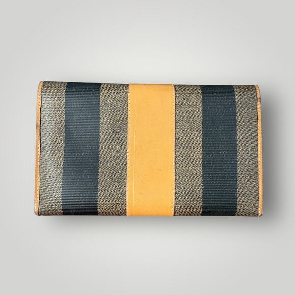 Vintage Fendi Pequin Stripe Canvas & Leather Wallet - Picture 2 of 16